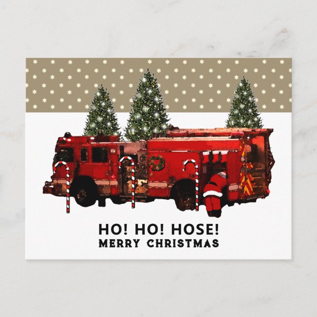 Tarjeta postal divertida de Navidad para bomberos (Anverso)