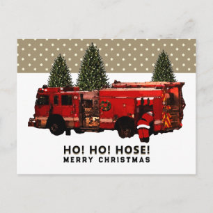 Tarjeta postal divertida de Navidad para bomberos