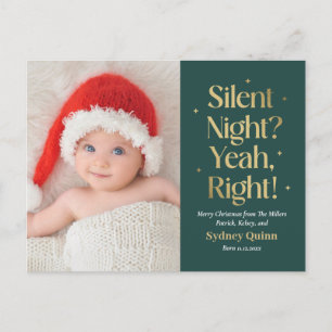 Tarjeta postal divertida de Navidad para nuevo beb
