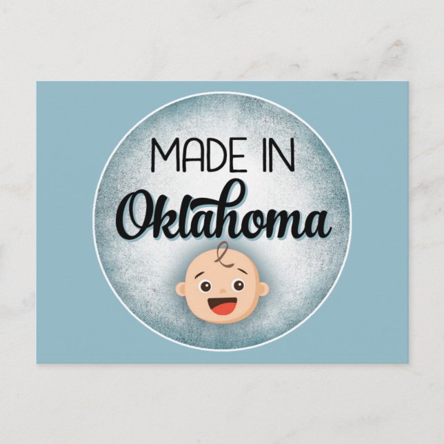 Tarjeta postal divertida de Oklahoma para niño azu (Anverso)