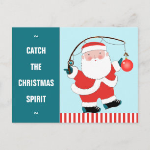 Tarjeta postal divertida de pesca para Navidad