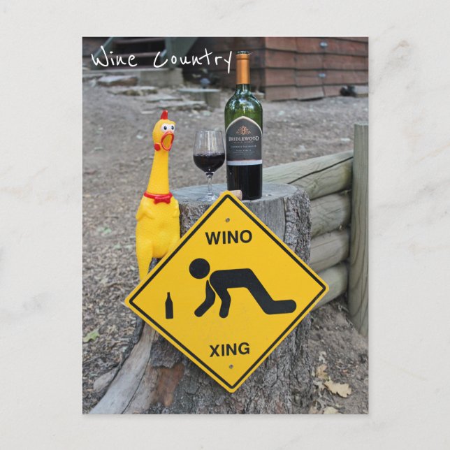 Tarjeta postal divertida de pollo en el país del v (Anverso)