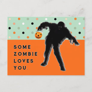 Tarjeta postal divertida de zombie de Halloween