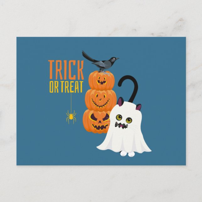 Tarjeta postal divertida del gato de Halloween Tri (Anverso)