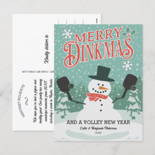 Tarjeta postal divertida del hombre de nieve de Pi