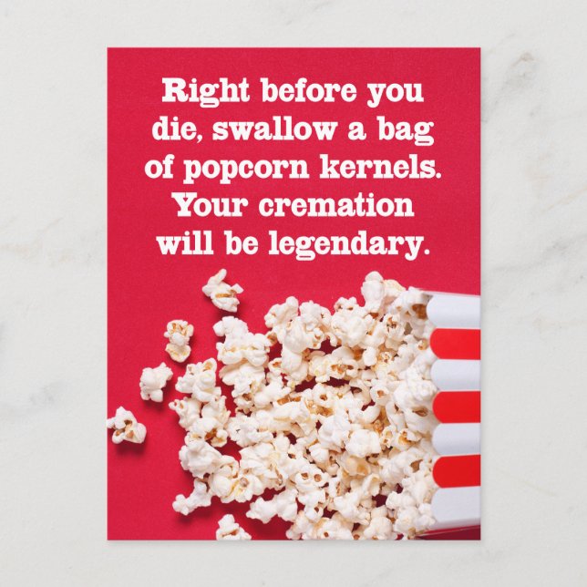 Tarjeta postal divertida "Justo antes de morir" (Anverso)