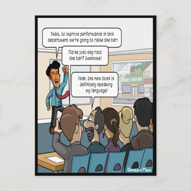 Tarjeta postal divertida Levanta la vara (Anverso)