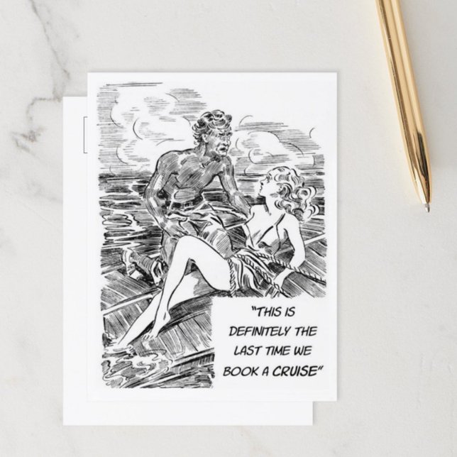 Tarjeta postal divertida para viajes en crucero (Cruising postcard)