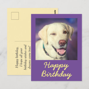 Tarjeta postal divertida retro de perro y feliz cu