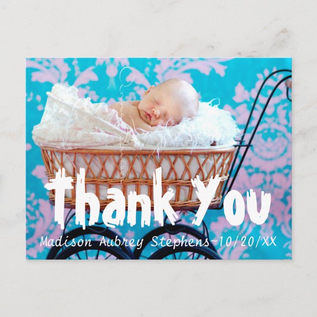 Tarjeta postal divertida y sencilla de agradecimie (Anverso)