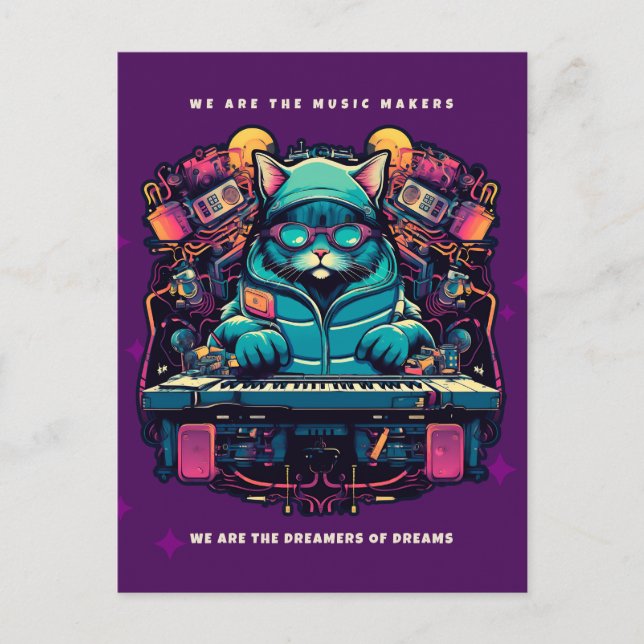 Tarjeta postal DJ CAT, CREADORES DE MÚSICA SOÑADOR (Anverso)
