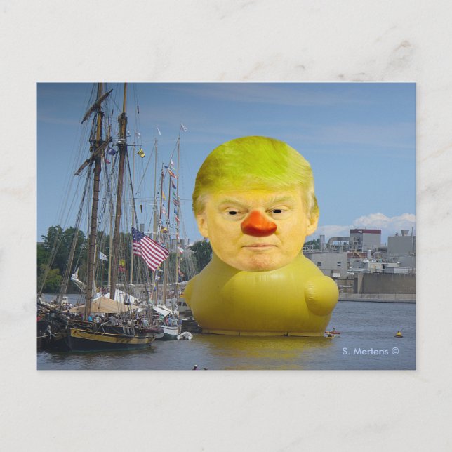 Tarjeta postal Donald Trump de goma amarilla (Anverso)