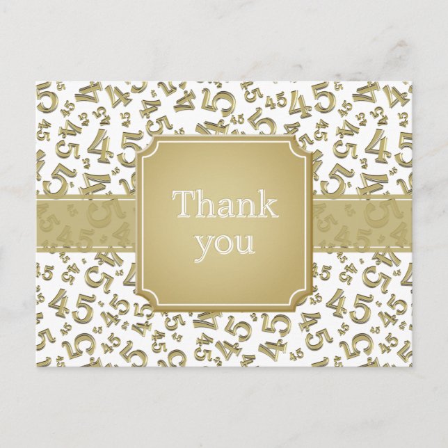 Tarjeta postal dorada/blanca con patrón numérico 4 (Anverso)