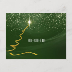 Tarjeta postal dorada elegante de las fiestas de A