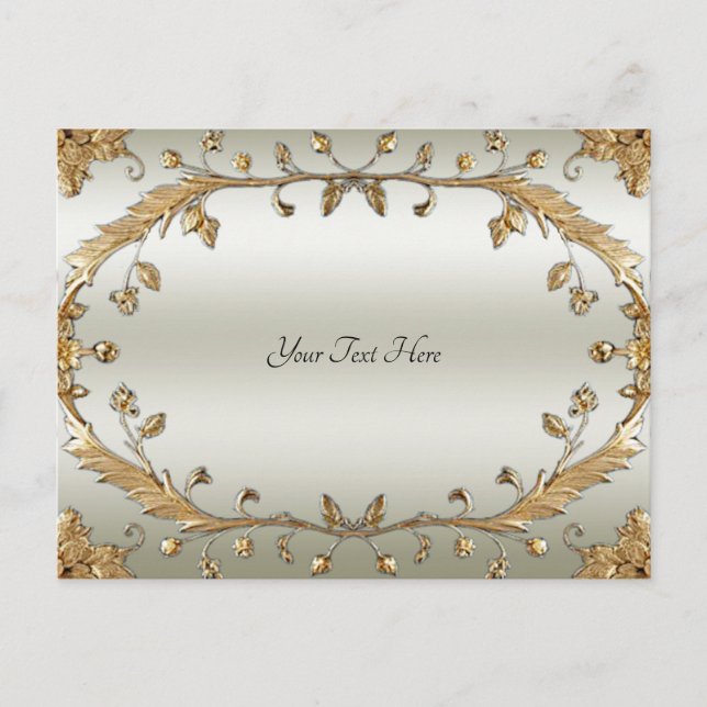 Tarjeta Postal Dorada Ornamentada (Anverso)