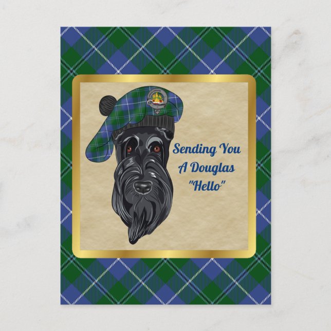 Tarjeta postal Douglas Clan Badge & Tartan (Anverso)