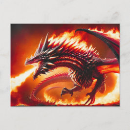 Tarjeta postal Dragon para respiración de incendio