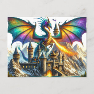 Tarjeta postal Dragon para respiración de incendio