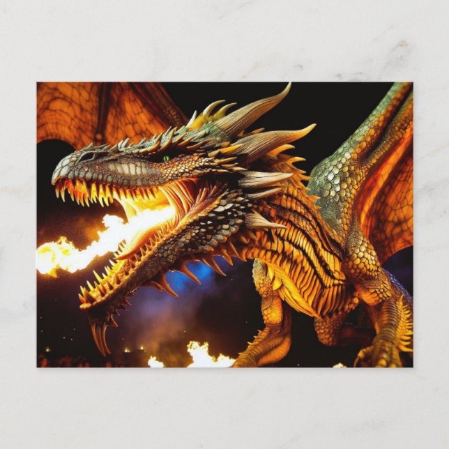 Tarjeta postal Dragon para respiración de incendio (Anverso)