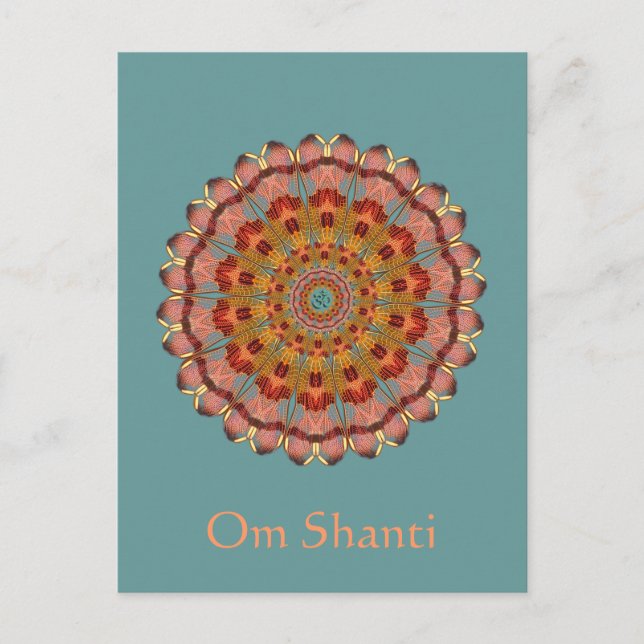 Tarjeta postal Dragonfly Wing Om Shanti Mandala (Anverso)