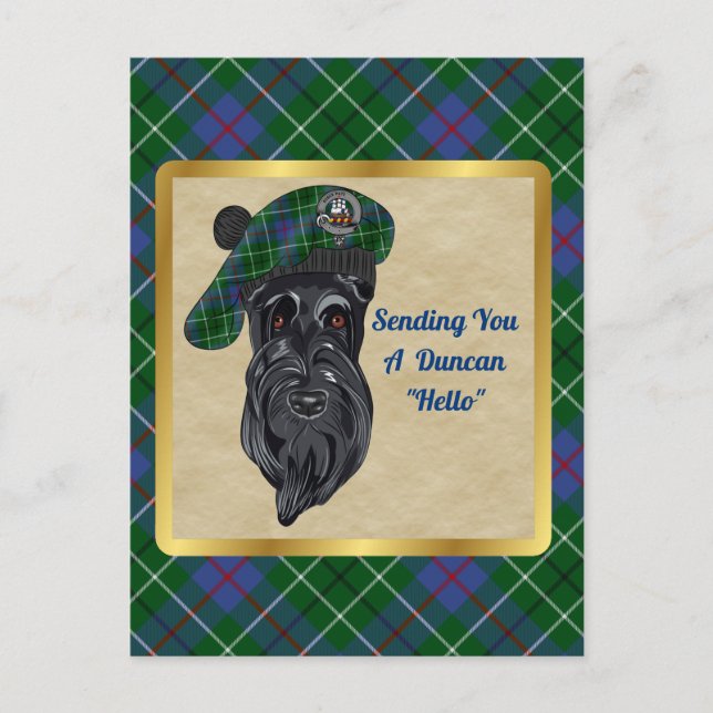 Tarjeta postal Duncan Clan Badge & Tartan (Anverso)