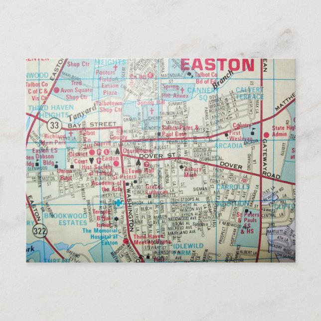 Tarjeta postal EASTON MD, Mapa de cosecha (Anverso)