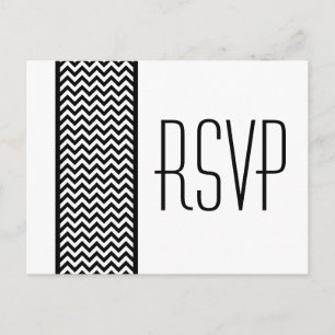 Tarjeta postal Ebony Chevron Border RSVP