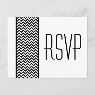 Tarjeta postal Ebony Chevron Border RSVP
