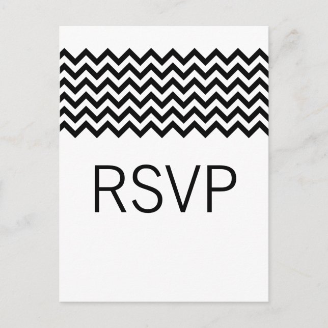 Tarjeta postal Ebony Simple Chevron RSVP (Anverso)
