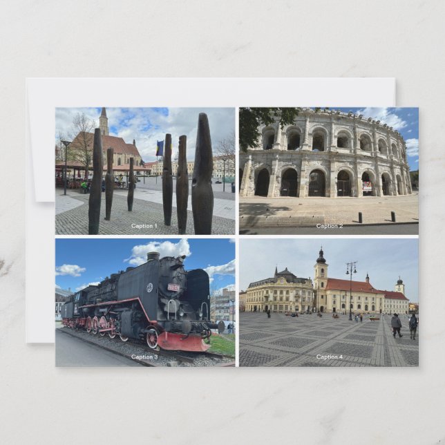 Tarjeta postal editable con 4 fotografías y leyend (Anverso)