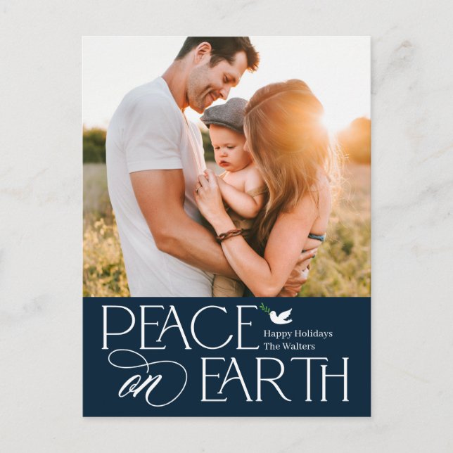 Tarjeta postal editable de deseos de paz para las  (Anverso)