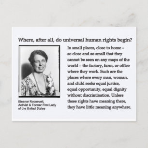 Tarjeta postal-Eleanor Roosevelt Derechos Humanos