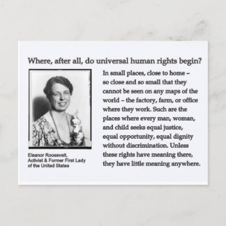 Tarjeta postal-Eleanor Roosevelt Derechos Humanos