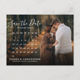Tarjeta postal elegante con fecha de boda escrita 