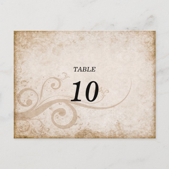 Tarjeta postal elegante con número de tabla vintag (Anverso)