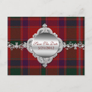 Tarjeta Postal Elegante Cuadro Rojo para Guardar l