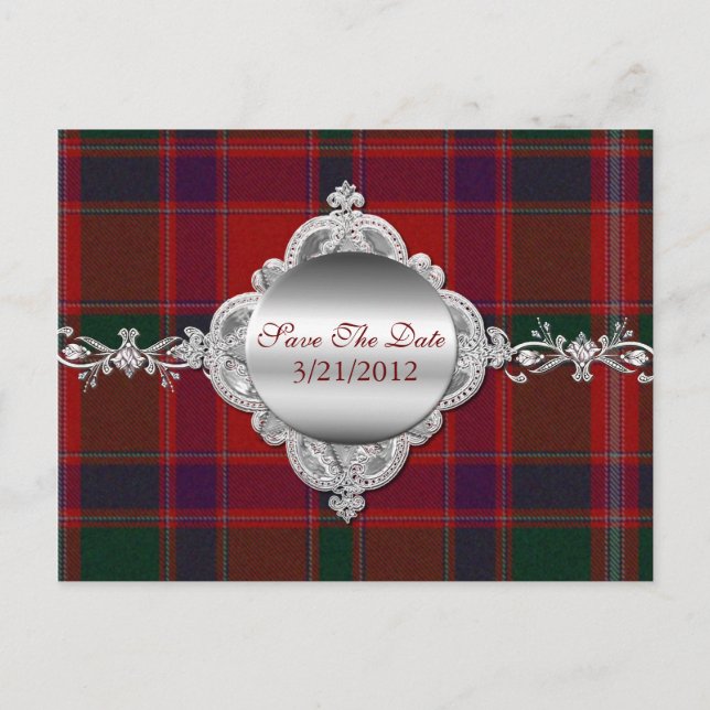 Tarjeta Postal Elegante Cuadro Rojo para Guardar l (Anverso)