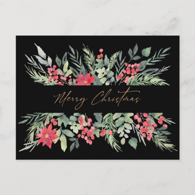 Tarjeta postal elegante de Feliz Navidad (Anverso)