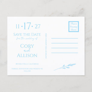 Tarjeta Postal Elegante de Floral Azul para Guarda
