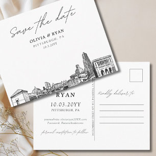 Tarjeta postal elegante de Pittsburgh para guardar