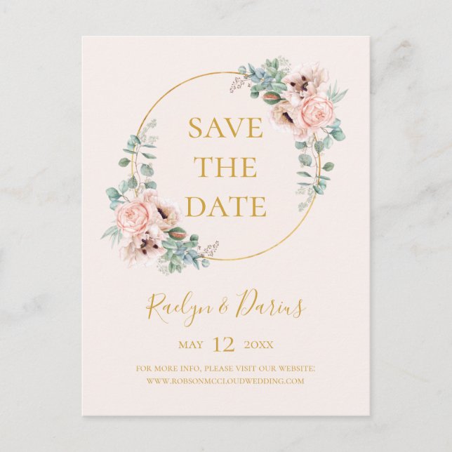 Tarjeta Postal Elegante de Rosa Floral Pastel para (Anverso)