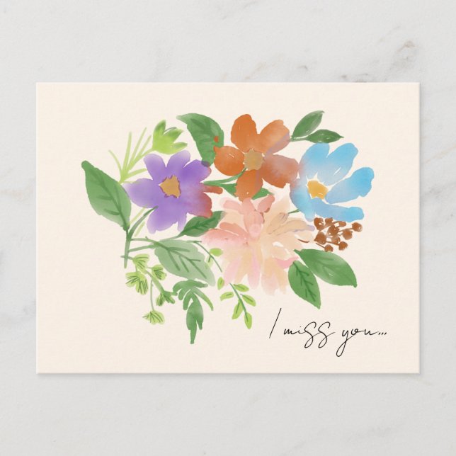 tarjeta postal elegante de “Te Extraño” (Anverso)