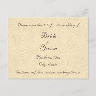 Tarjeta Postal Elegante Floral Marfil para Guardar
