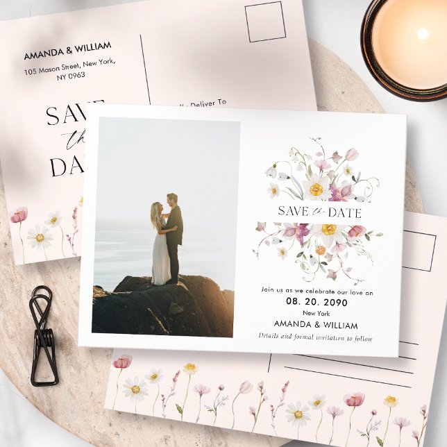 Tarjeta Postal Elegante Floral para Guardar la Fec (Subido por el creador)