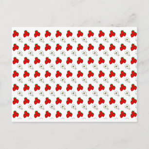 Tarjeta postal en blanco con patrón de fresas y fl