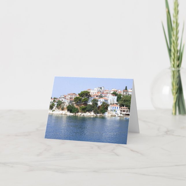 Tarjeta postal en blanco de la isla de Skiathos, G (Anverso)