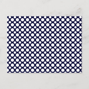 Tarjeta postal en blanco de lunares azules y blanc