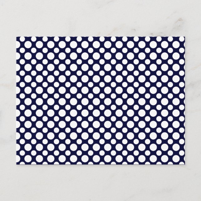 Tarjeta postal en blanco de lunares azules y blanc (Anverso)