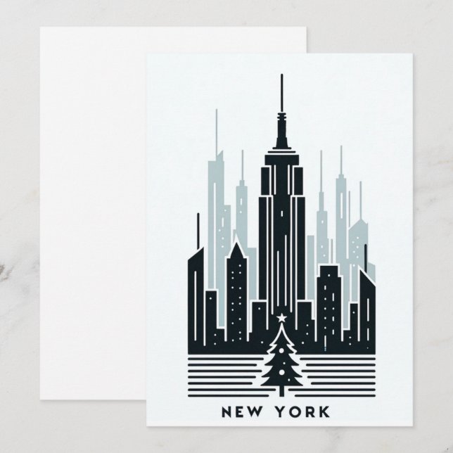 Tarjeta postal encantadora de Navidad de la ciudad (Anverso / Reverso)
