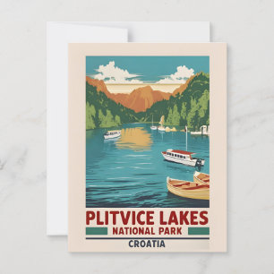Tarjeta postal escénica de los lagos de Plitvice C